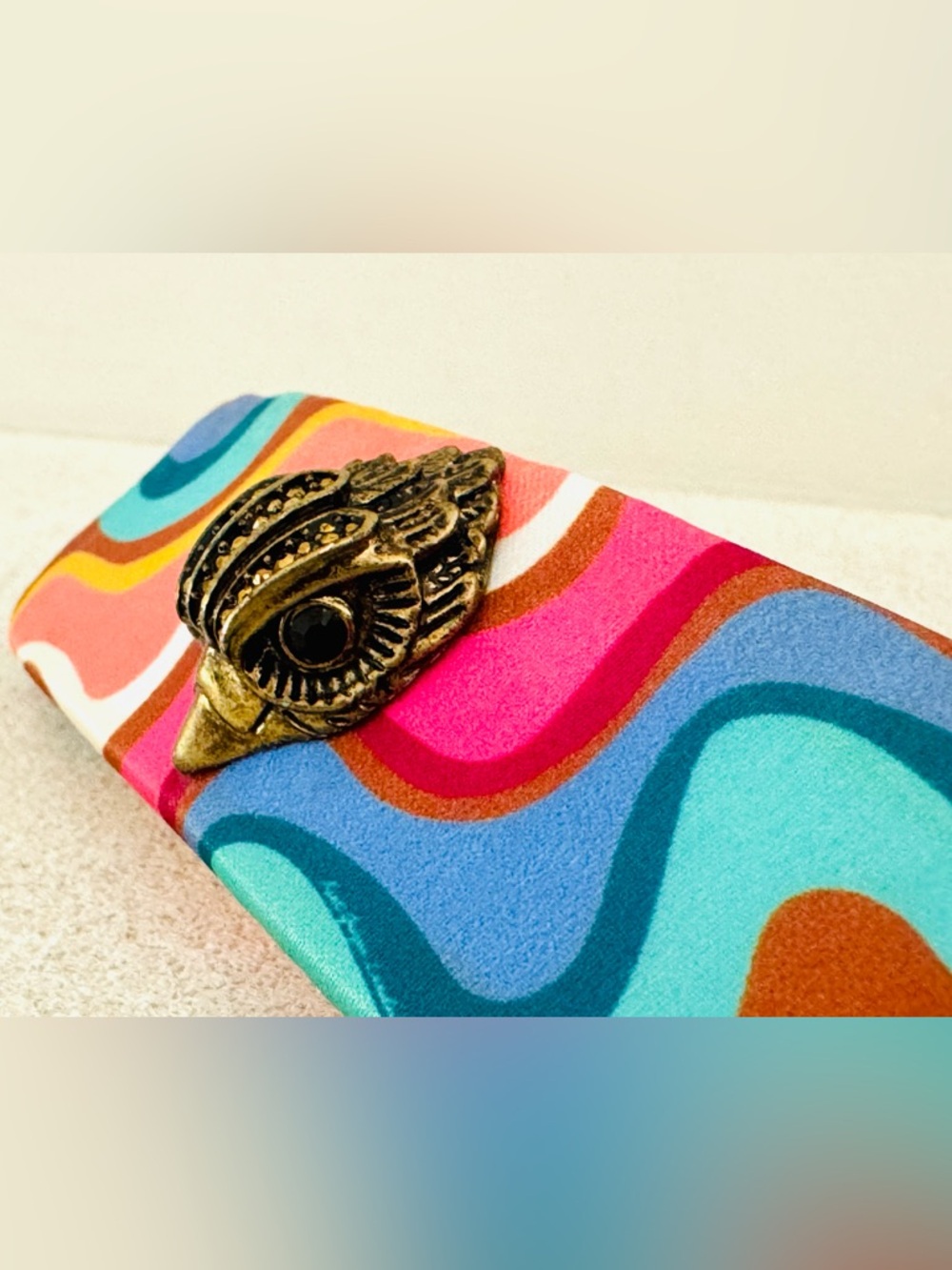 KURT KEIGER London Rare Multicolor Eagle Head Barrette Hair Clip NWT